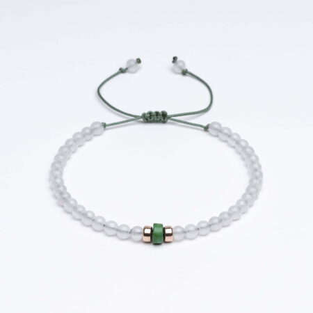 Doğal Taş + Gümüş 3mm Jade Beyaz Unisex Bileklik