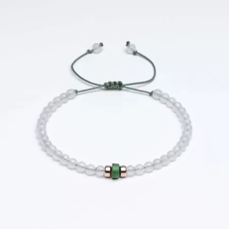 Doğal Taş + Gümüş 3mm Jade Beyaz Unisex Bileklik