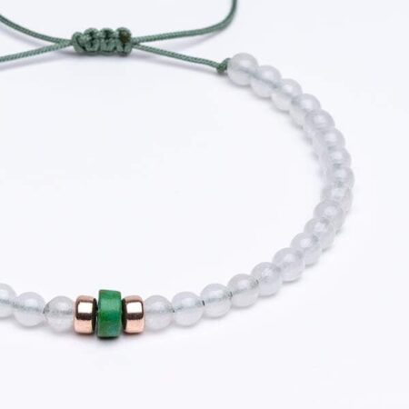 Doğal Taş + Gümüş 3mm Jade / Beyaz Unisex Bileklik